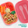 Generic DifaBella Kids Lunch Box Bento 4 Compartments BPA-Free Pink 1300ml by Deal US
