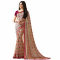 MOHIT CREATIONS Women's Partywear Printed Saree Pink Wool Georgette One Size by Deal US