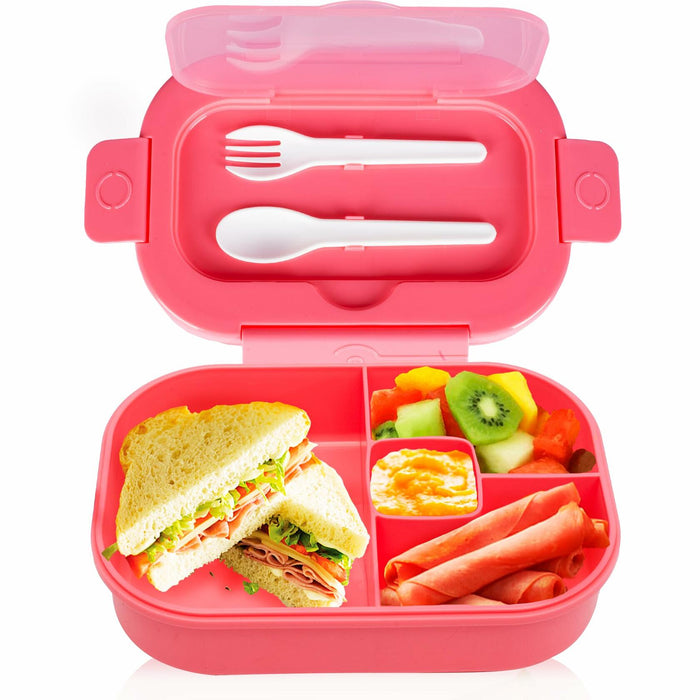 Generic DifaBella Kids Lunch Box Bento 4 Compartments BPA-Free Pink 1300ml by Deal US