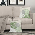 Sweetshow Sage Green Dahlia Linen Pillow Covers 18x18 Inch Set of 2 by Deal US