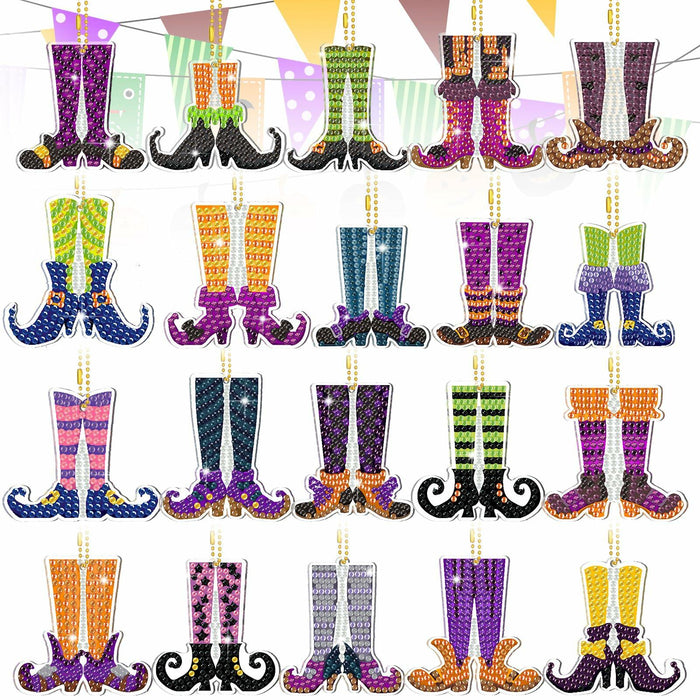 Remuuly Halloween 5D Diamond Art Elf Legs Keychains Double Sided 20 Pcs by Deal US