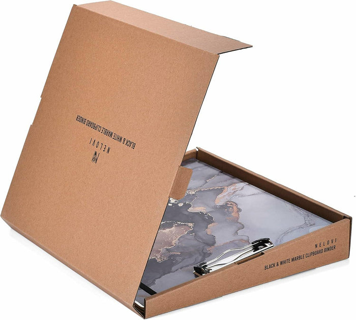 NELOVI 3 Ring Binder Letter Size 1" Black Marble Clipboard with 5-Tab Dividers by Deal US