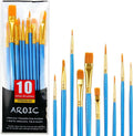 AROIC 10 Pcs Acrylic Paint Brush Set Nylon Hair Watercolor Oil Paint by Deal US