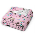 Knsoiv 3D Flannel Plush Throw Blanket Pink Horses Flowers Floral 50x40 by Deal US