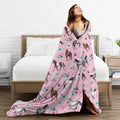 Knsoiv 3D Flannel Plush Throw Blanket Pink Horses Flowers Floral 50x40 by Deal US