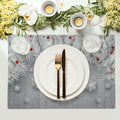 Giwawa Winter Snowflakes Placemats Set of 4 12x18 Silver Red Linen by Deal US