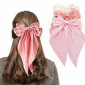 HUFITION Satin Metal Hair Bow Clips 3 PCS Beige Hot Pink Light Pink by Deal US