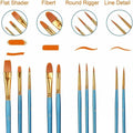 AROIC 10 Pcs Acrylic Paint Brush Set Nylon Hair Watercolor Oil Paint by Deal US