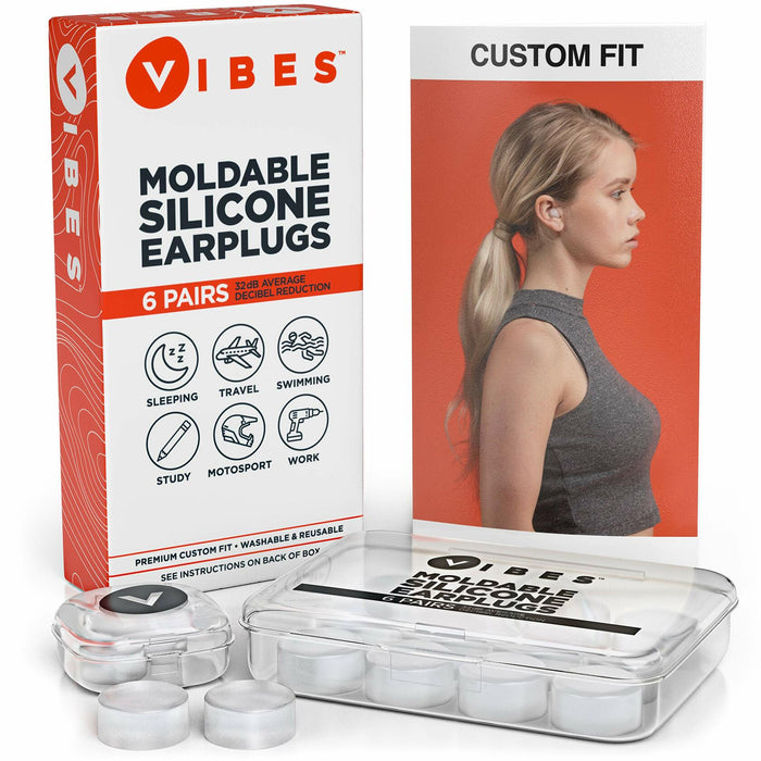 Vibes Silicone Ear Plugs Waterproof Moldable Gel Noise Blocking 6 Pairs by Deal US