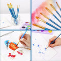 AROIC 10 Pcs Acrylic Paint Brush Set Nylon Hair Watercolor Oil Paint by Deal US