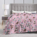 Knsoiv 3D Flannel Plush Throw Blanket Pink Horses Flowers Floral 50x40 by Deal US