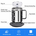 DEQIANG Heated Coffee Mug 12oz USB Powered 304 Stainless Steel Black Leopard by Deal US