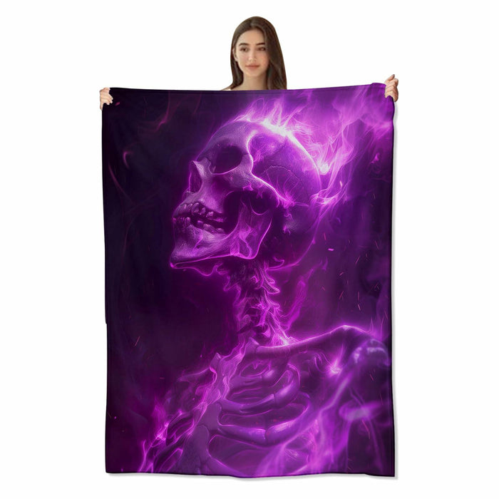 amepay Purple Skull Plush Flannel Throw Blanket 60x50 Inch by Deal US