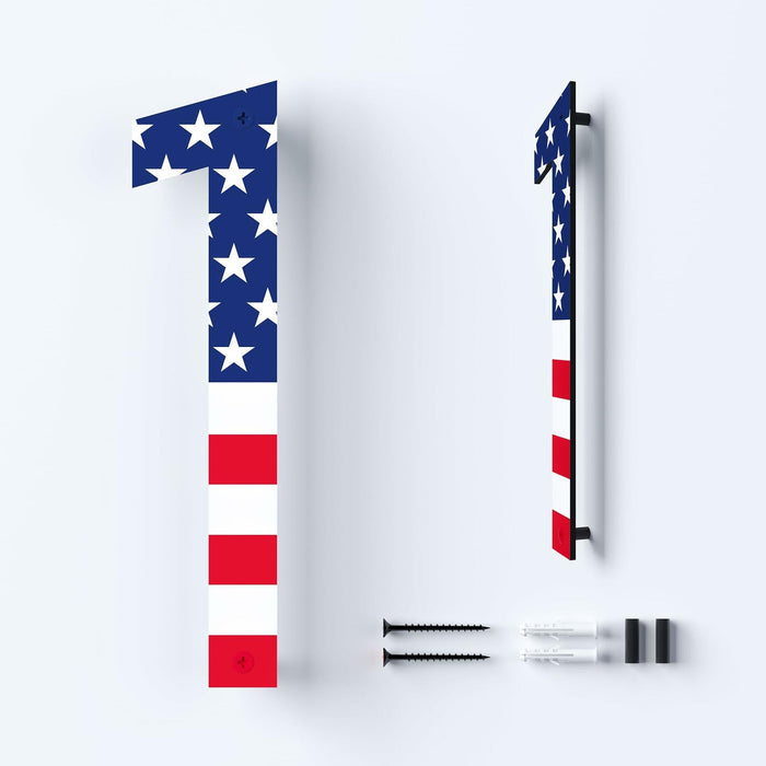 Metal House Number 8 with American Flag 6 Inch Rust-Proof Durable by Deal US