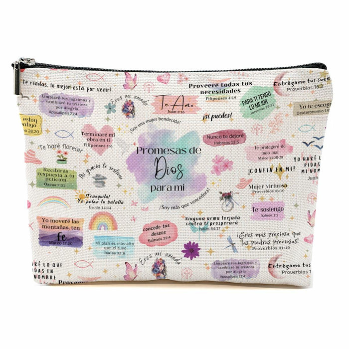 CVYW Christian Makeup Bag Bible Verse Promesas de Dios Para Mi 9.8x7.9x1.8 by Deal US