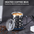 DEQIANG Heated Coffee Mug 12oz USB Powered 304 Stainless Steel Black Leopard by Deal US