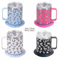 DEQIANG Heated Coffee Mug 12oz USB Powered 304 Stainless Steel Black Leopard by Deal US