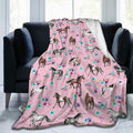 Knsoiv 3D Flannel Plush Throw Blanket Pink Horses Flowers Floral 50x40 by Deal US