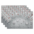 Giwawa Winter Snowflakes Placemats Set of 4 12x18 Silver Red Linen by Deal US