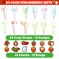 SODWINCO 24 PCS Strawberry Drinking Crazy Straws Kids Party Supplies Red by Deal US