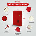 Promot PU Leather A5 Lined Notebook with Pen Red 200 Pages Elastic Pocket by Deal US