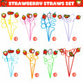 SODWINCO 24 PCS Strawberry Drinking Crazy Straws Kids Party Supplies Red by Deal US