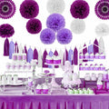 Envibe Purple White Tissue Paper Pom Poms Party Decorations 34 Pcs by Deal US