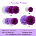 Envibe Purple White Tissue Paper Pom Poms Party Decorations 34 Pcs by Deal US