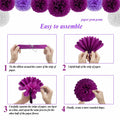 Envibe Purple White Tissue Paper Pom Poms Party Decorations 34 Pcs by Deal US
