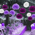 Envibe Purple White Tissue Paper Pom Poms Party Decorations 34 Pcs by Deal US