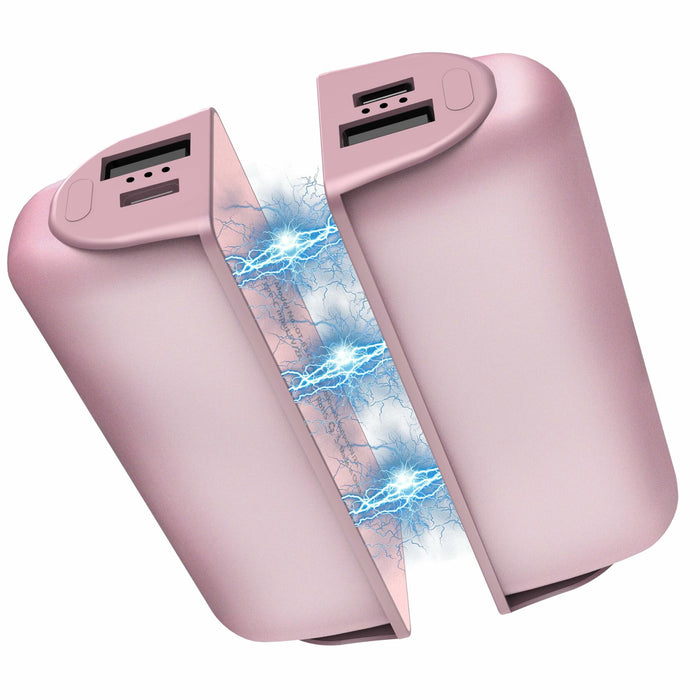 Rechargeable Hand Warmers 2 Pack 10000mAh Magnetic 3-Level Pink Power Bank by Deal US