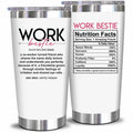 NewEleven 20 Oz Stainless Steel Tumbler Work Bestie White Coworker Gift by Deal US