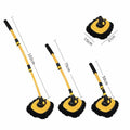 Generic Car Wash Brush Microfiber Mop Replaceable Head 15° Curved Pole Yellow by Deal US