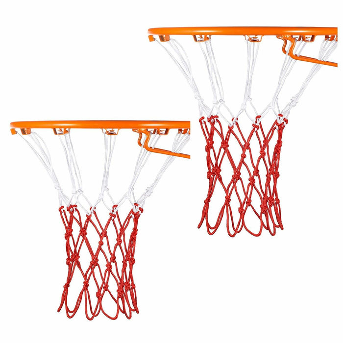 2 Pack Red White Basketball Net 12 Loops Polyester All Weather Durable by Deal US