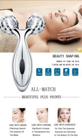 Rikss 3D Roller Face Massager Jade Skin Tightening Lifting Tool Silver by Deal US