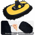 Generic Car Wash Brush Microfiber Mop Replaceable Head 15° Curved Pole Yellow by Deal US