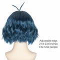 Miss U Hair Short Wavy Deep Blue Anime Cosplay Wig with Purple Hairpins by Deal US