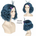 Miss U Hair Short Wavy Deep Blue Anime Cosplay Wig with Purple Hairpins by Deal US