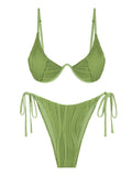 ZAFUL Womens High Cut Thong Bikini Set Swimsuit Sexy Green Size M by Deal US