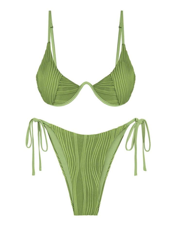 ZAFUL Womens High Cut Thong Bikini Set Swimsuit Sexy Green Size M by Deal US