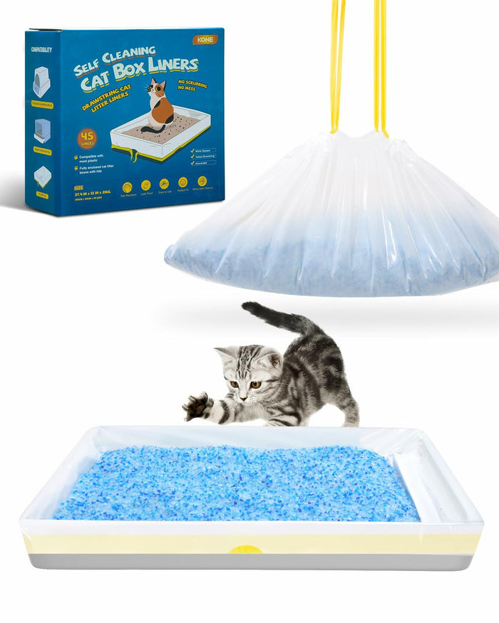 KONE 45 Count Litter Box Liners Drawstring Leak-Proof Thick Durable Bags by Deal US