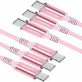 Awnuwuy USB C to USB C Cable 100W Fast Charging Pink 6.6ft 3-Pack by Deal US