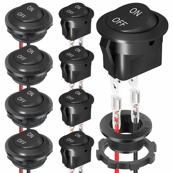 XMSILIMEIG Round Rocker Switch AC 125V 10A Waterproof Toggle 8 Pack Black by Deal US