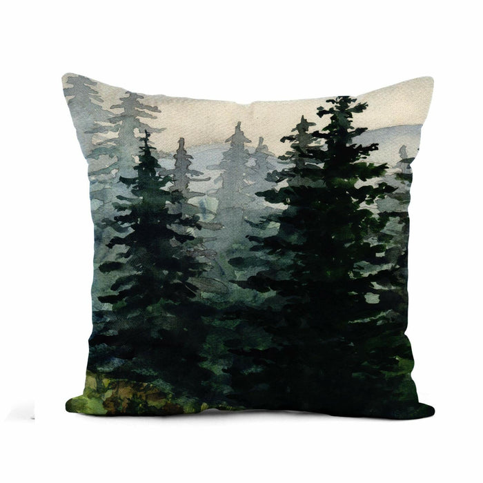 Awowee Flax Throw Pillow Cover Blue Winter Landscape 16x16 Cotton Linen by Deal US