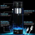 Hydrogen Water Bottle Generator Portable with Infuser 3 Min Electrolysis Black by Deal US