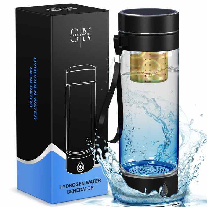 Hydrogen Water Bottle Generator Portable with Infuser 3 Min Electrolysis Black by Deal US