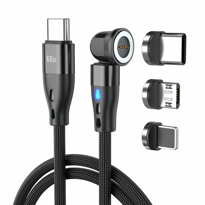 Generic Magnetic PD 60W USB C Charging Cable 3.3ft Black 1pc Aluminum by Deal US