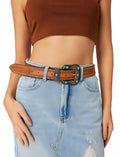 NociHah Adjustable Vintage Western Leather Belt Brown Waist 28-38 by Deal US