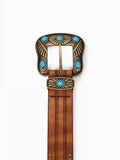 NociHah Adjustable Vintage Western Leather Belt Brown Waist 28-38 by Deal US