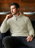 Arcciit Mens Pullover Shawl Collar Cable Knit Sweater Khaki Size 3X-Large by Deal US
